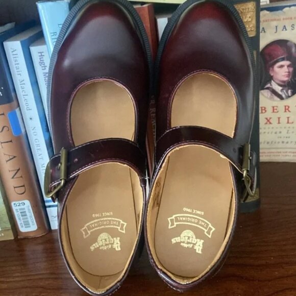 Dr. Marten Corin Mary Jane Shoes Burgundy Rub Off Leather Women’s Size 5 - Picture 11 of 12